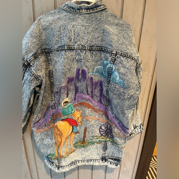 Vintage Hand Painted Jordache Western Cowboy Jacket L - Picture 1 of 16